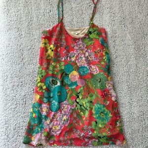 Orange detailed realistic flowers cocktail dress size Small.